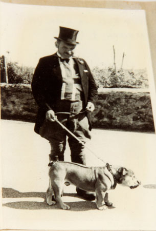Copy of a photograph of Osmond John posing as John Bull at Llangwm Carnival Pembrokeshire 1956